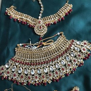 Faux stone bridal set in red and white